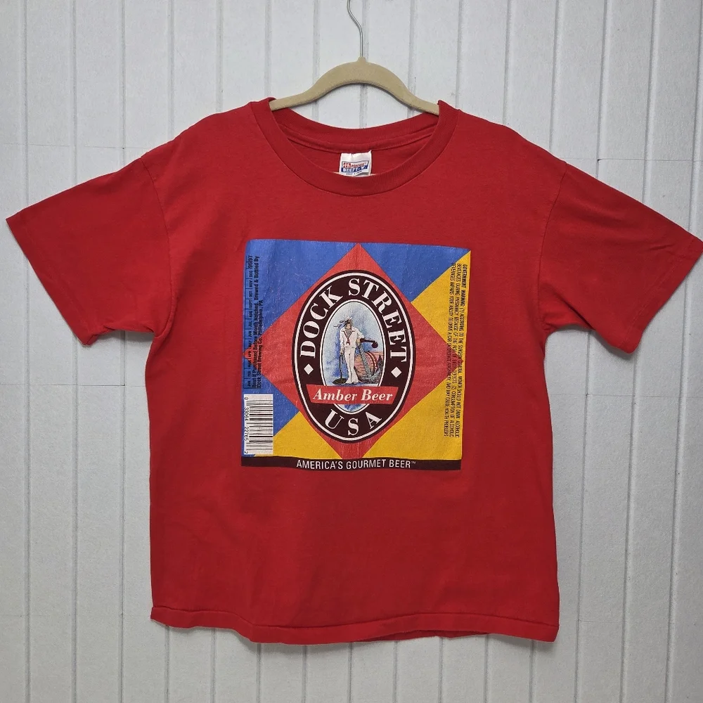 Hanes Vintage Dock‎ Street Amber Beer USA  Red Graphic T-Shirt size L